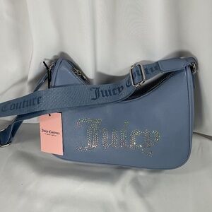 NWT Juicy Couture Slate Blue Obsession Crossbody Crystals Fancy Handbag